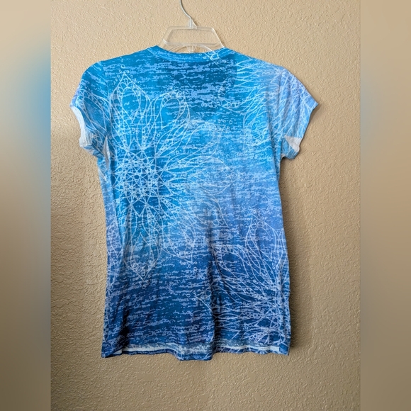 Ocean Blue Ombre Women's Vneck Tee by prAna Sz M - Picture 2 of 3